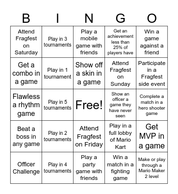 Fragfest Spring 2026 Bingo Card