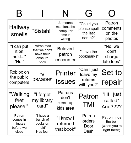 HPL National Library Week Bingo Card