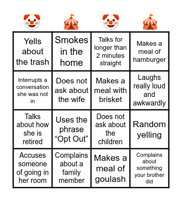 FamilyTravel Bingo Card