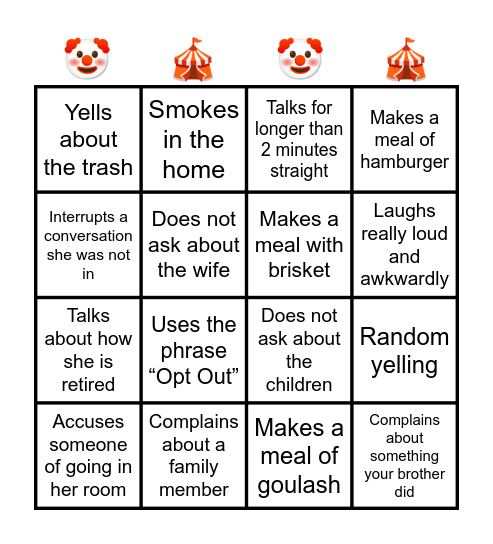 FamilyTravel Bingo Card