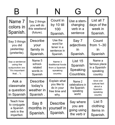 Repaso y más Bingo Card