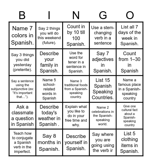 Repaso y más Bingo Card
