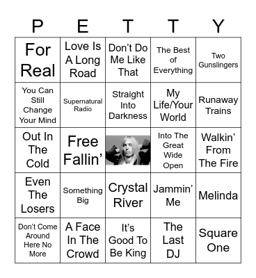 Tom Petty Bingo Card