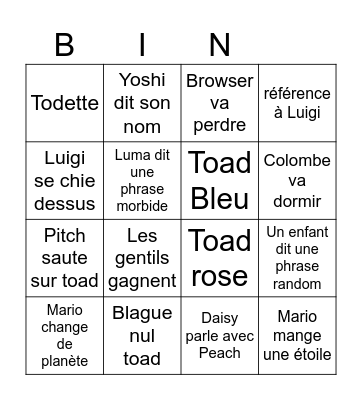 Mario Bingo Card