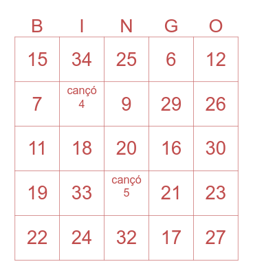 Bingo musical Bingo Card