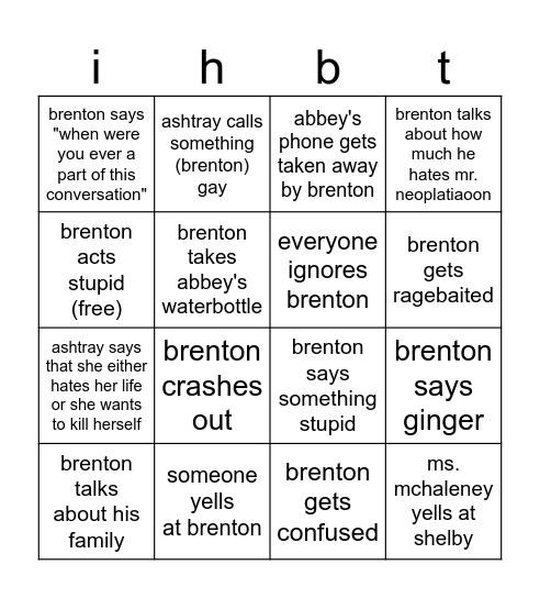 brenton bingo Card