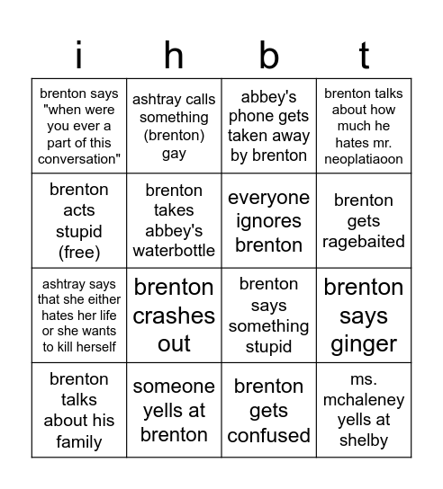 brenton bingo Card