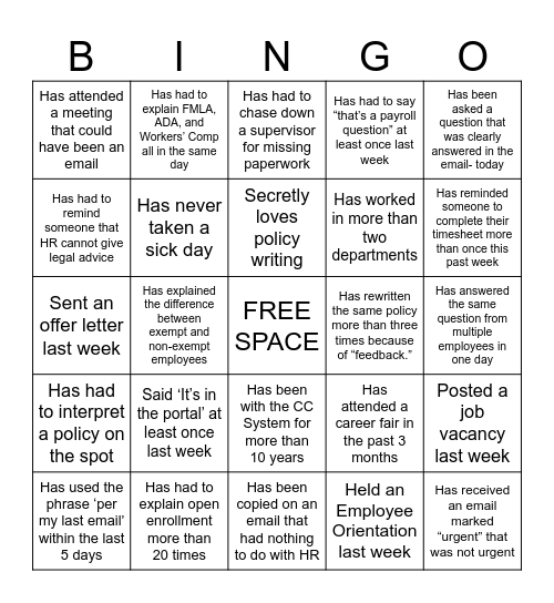 Community College Regional BINGO Card