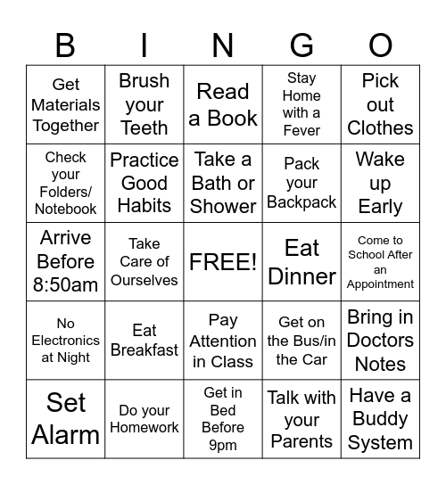Attendance Bingo! Bingo Card