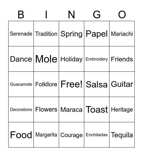 2026 TINA B CINCO DE MAYO Bingo Card