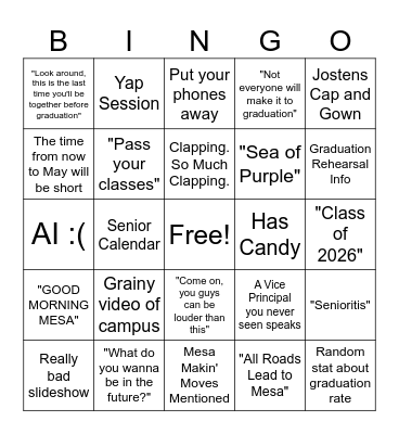 Senior Talk Bingo Card