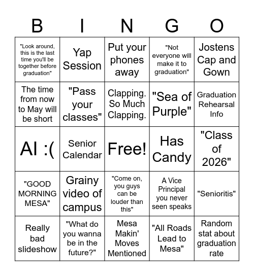 Senior Talk Bingo Card