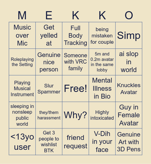VRChat Bingo Card