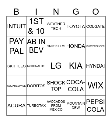 2017 SUPER BOWL BINGO Card