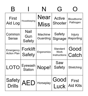 UFP Safety Week - Lawrenceburg Bingo Card