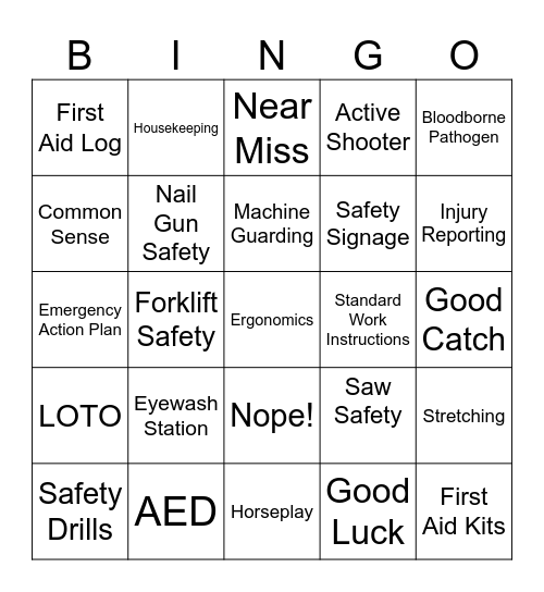 UFP Safety Week - Lawrenceburg Bingo Card