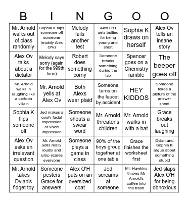 Chemistry Bingo Card