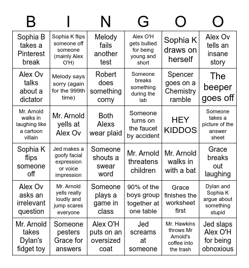 Chemistry Bingo Card