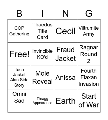 Invincible S4 Ep. 6 Bingo Card