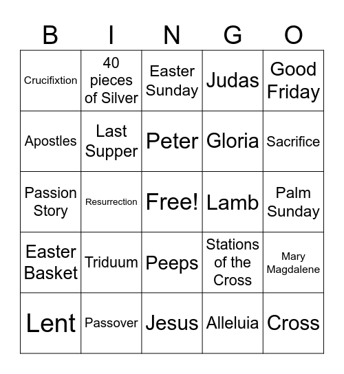 Easter Bingo Card