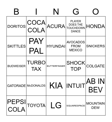 2017 SUPER BOWL BINGO Card