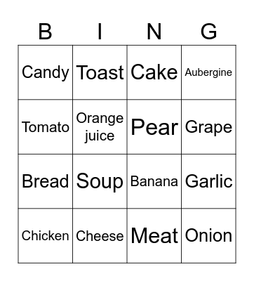 Food & Drinks Bingo Card