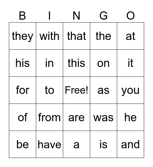 BINGO Card