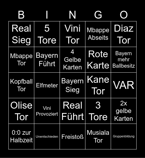 Bayern Real Bingo Card