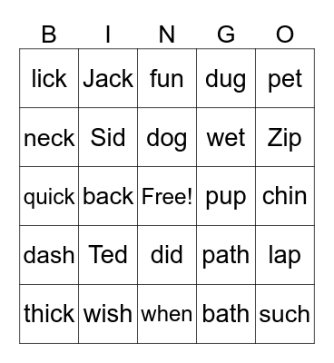 Dogs are Fun words Bingo Card