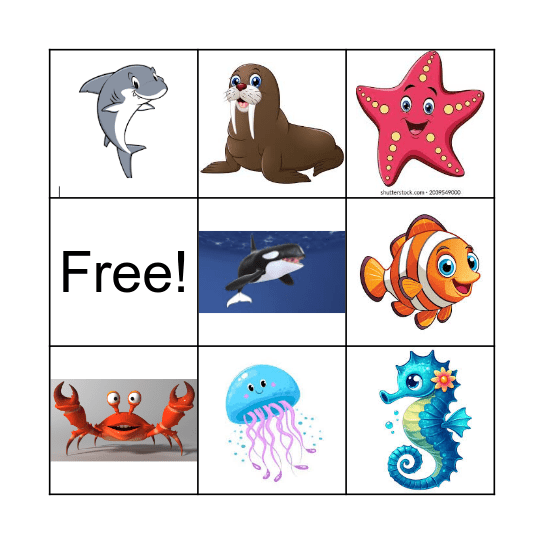 Ocean creatures Bingo Card