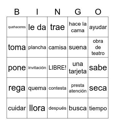 El Cuaderno Bingo Card