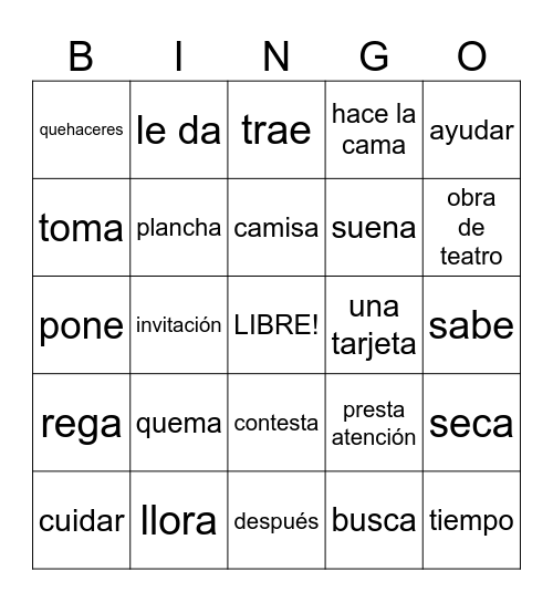 El Cuaderno Bingo Card