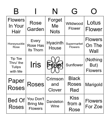 In Bloom Bingo Card