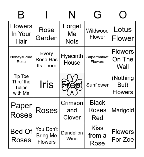 In Bloom Bingo Card