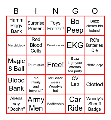 Toy Story Bingo Card