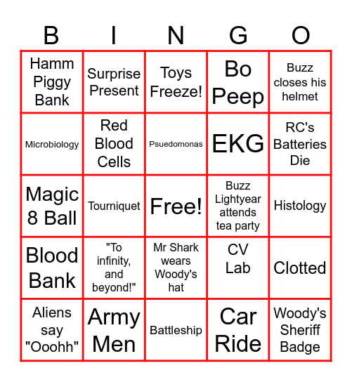 Toy Story Bingo Card