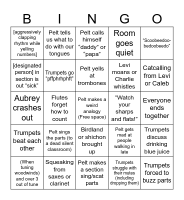Band Bingo (in-class only) Bingo Card