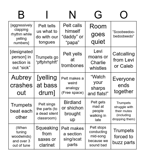 Band Bingo (in-class only) Bingo Card