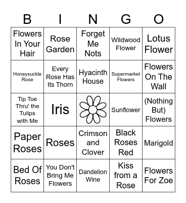 In Bloom Bingo Card