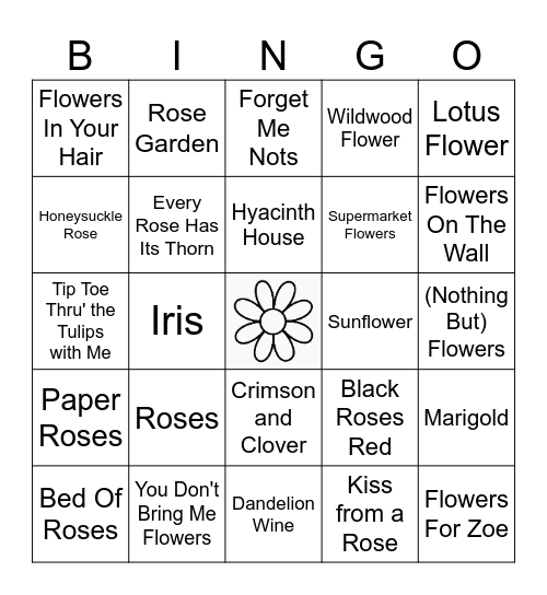 In Bloom Bingo Card