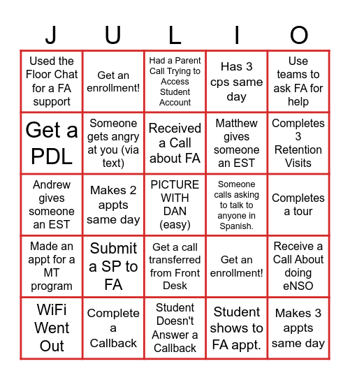 SJVC BINGO Card