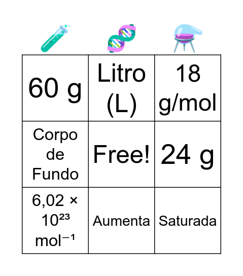 Bingo da concentração Bingo Card
