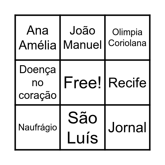 GONÇALVES DIAS Bingo Card