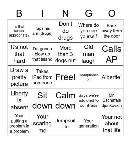 Gillem Bingo Card