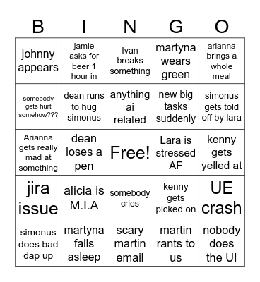 first week back at uni Bingo Card