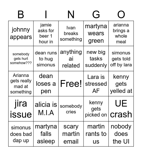first week back at uni Bingo Card