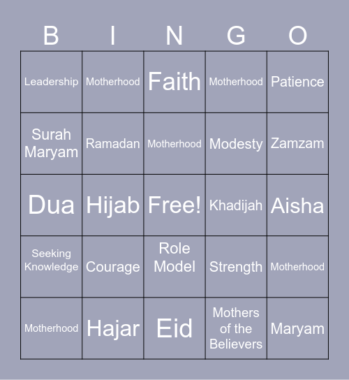 Women in Islam Bingo Card