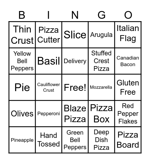 Pizza Bingo Card