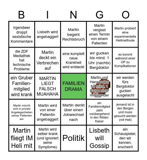 Bergdoktor Staffel 1 Bingo Card