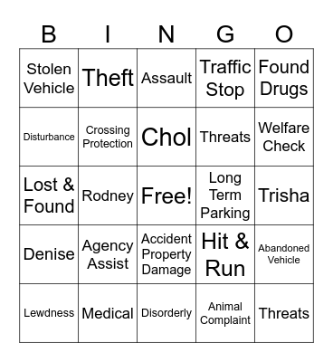 Police Bingo Card